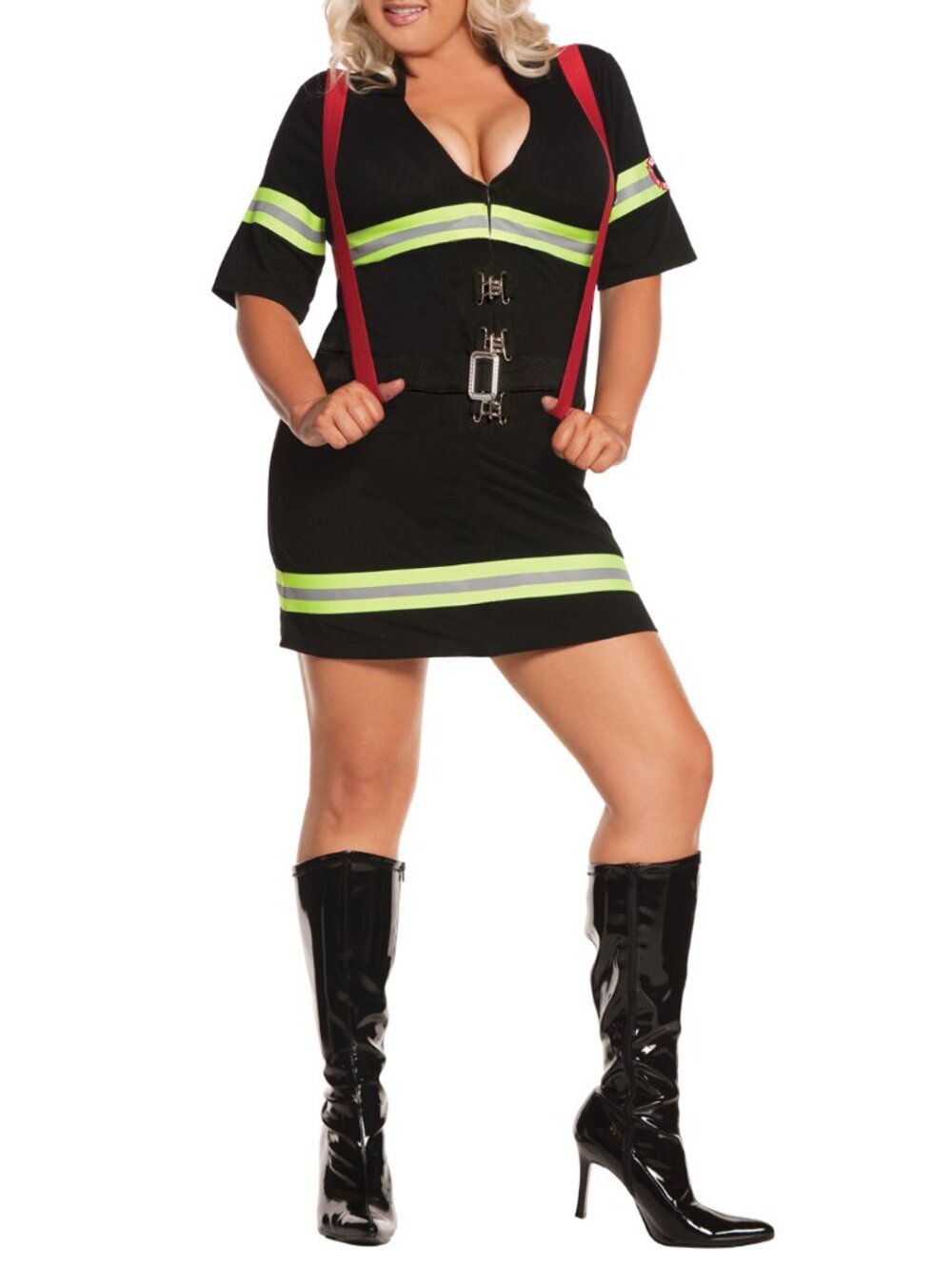 Plus Size Firefighter Costume Set with Suspenders Ms Blazin Hot